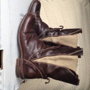 Made in Italy, brown leather mid calf boot